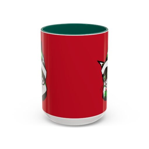 ☕🐱🎄 Elf Kitten Color Accent Mug – Sip with Holiday Whiskers & Cheer - Image 25