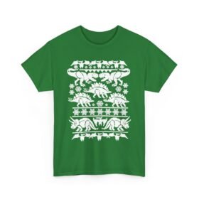 🦖🎄 Dino-Mite Christmas Unisex T-Shirt – Ugly Sweater Style with Prehistoric Cheer