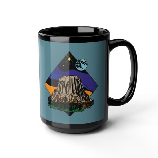 ☕🗻🌌 Devil’s Tower Black Mug – Sip from the Monument of Mystery - Image 11