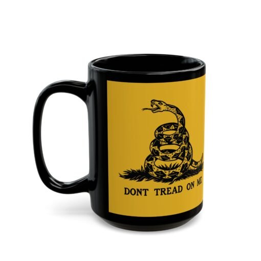 ☕🐍💛 Gadsden Flag Black Mug – Don’t Tread on My Coffee - Image 10