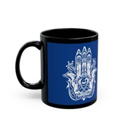 Alternative view of ☕🖐️✨ Hamsa Black Mug – Sip with Protection and Peace