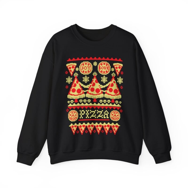 🍕🎄 Pizza-Themed Ugly Christmas Sweatshirt – Slice Into the Season