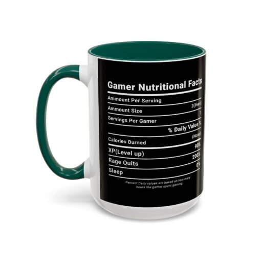 ☕🎮 Gamer Nutrition Facts Color Accent Mug – Fuel for Every Respawn - Image 64