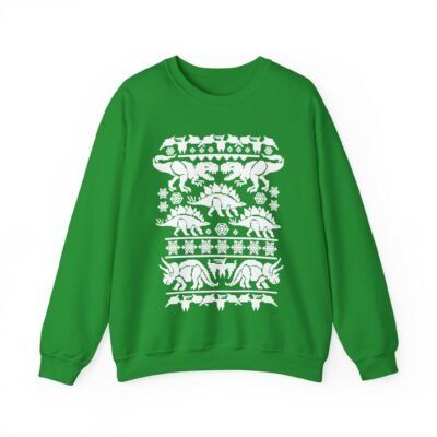 🦖🎄 Dino-Mite Christmas Unisex Sweatshirt – Ugly Sweater Style with Prehistoric Cheer