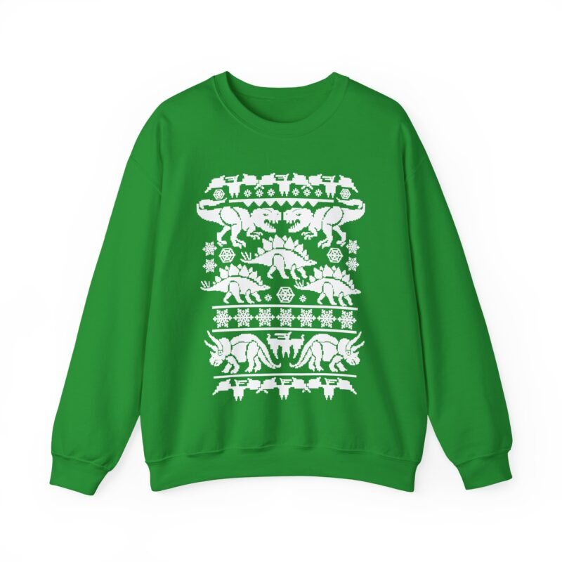 🦖🎄 Dino-Mite Christmas Unisex Sweatshirt – Ugly Sweater Style with Prehistoric Cheer