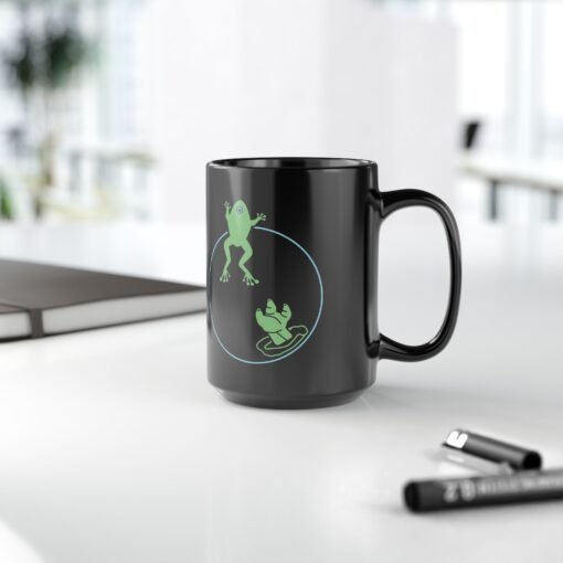 ☕🐸🌌 Reach for the Froggy Black Mug – Sip Like a Snack-Savvy Force User - Image 14