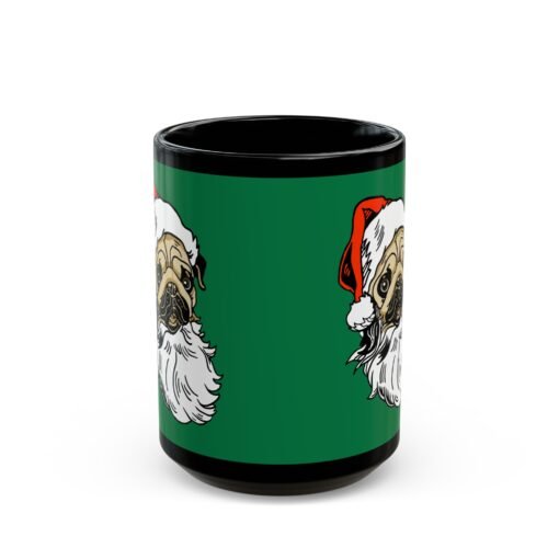 ☕🐾 Pug Santa Black Mug – Sip with a Side of Holiday Cheer - Image 8
