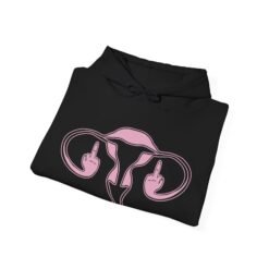 Alternative view of 🖕🩷 Ovaries with Middle Fingers Unisex Hoodie – Fierce, Loud, and Unapologetically You