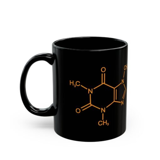 ☕ Caffeine Molecule Black Mug – Science in Every Sip - Image 2