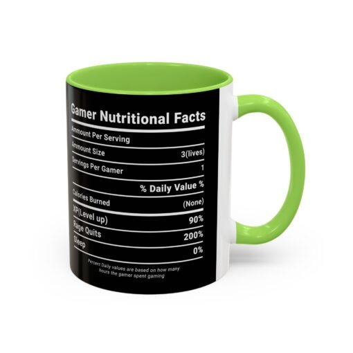 ☕🎮 Gamer Nutrition Facts Color Accent Mug – Fuel for Every Respawn - Image 3