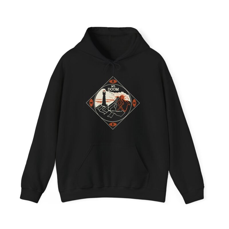 🔥 Mount Doom & Eye of Sauron Unisex Hoodie – Power, Style, and Shadow