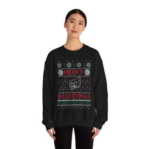 Merry Basketmas | Ugly Christmas Sweater | Unisex | Sweatshirt | Basketball - Image 4