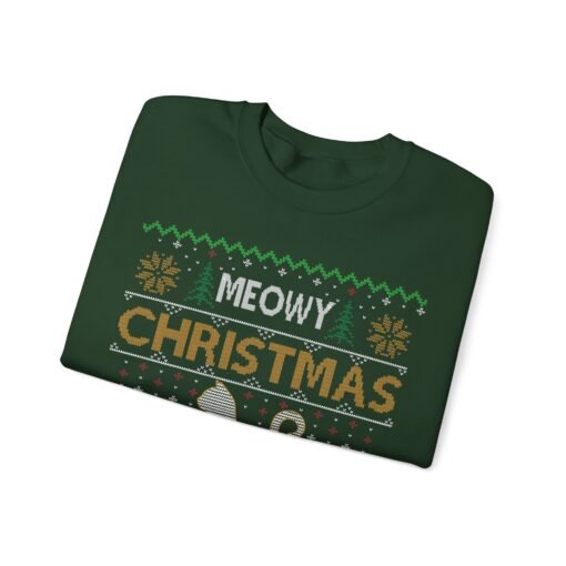 😺🎄 Meowy Christmas Unisex Sweatshirt – Pawsitively Purr-fect Ugly Sweater Style - Image 3