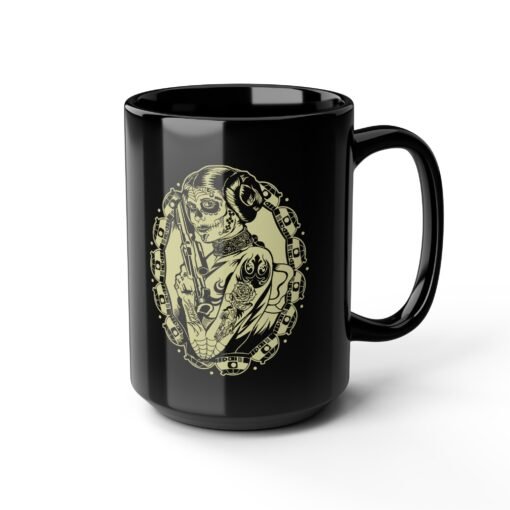 ☕💀🌹 Sugar Skull Leia Black Mug – Sip with Strength, Style & Rebellion - Image 12