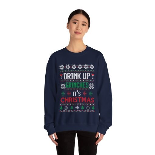 🍻🎄 Drink Up Grinches Unisex Sweatshirt – Holiday Sass in Ugly Sweater Style - Image 4