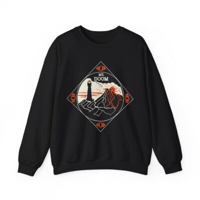 🔥 Mount Doom & Eye of Sauron Unisex Sweatshirt – Dark Elegance for Bold Fans