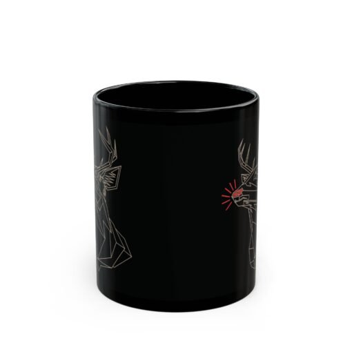 ☕ Polygon Rudolph Black Mug – Sleek Sips with a Red-Nosed Twist - Image 3