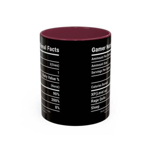 ☕🎮 Gamer Nutrition Facts Color Accent Mug – Fuel for Every Respawn - Image 29