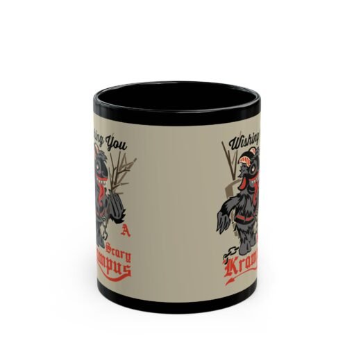 ☕ Wishing You a Scary Krampus Black Mug – Sip from the Naughty Side - Image 3