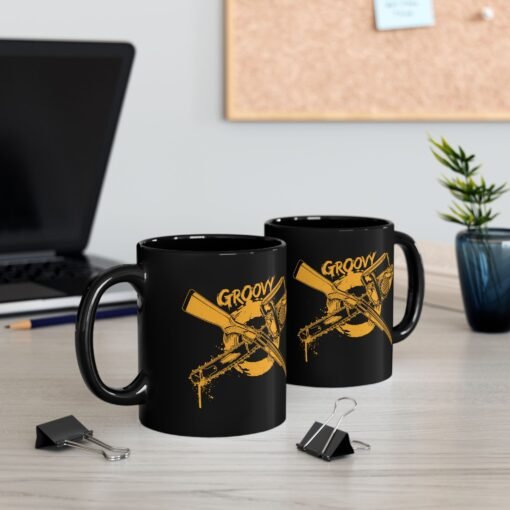 🔫🪓 Groovy Black Mug – Hail to the Caffeine, Baby - Image 7