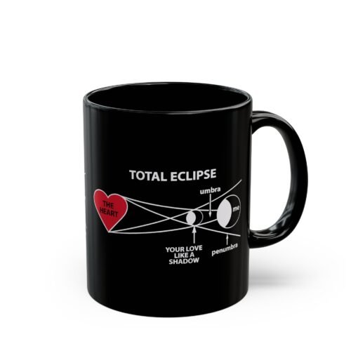 ☕❤️🌘 Total Eclipse of the Heart Black Mug – Sip Into the Science of Love