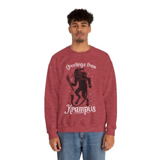 👹 Greetings From Krampus Unisex Sweatshirt – Cozy with a Side of Creepy - Image 5