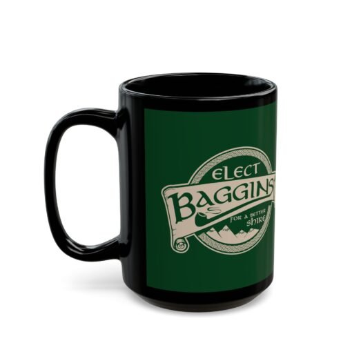 🌿 Elect Baggins for The Shire Black Mug – Vote for Second Breakfast - Image 8