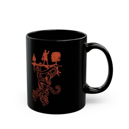 ☕👾🌌 Upside Down Black Mug – Welcome to the Other Side - Image 4
