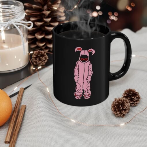 🎄🐰 Ralphie Bunny Suit Black Mug – Sip with Holiday Sass - Image 5