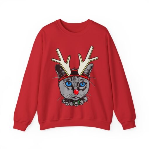 😺🦌 Rudolph Catmas Unisex Sweatshirt – Feline Festive, Reindeer Ready - Image 16