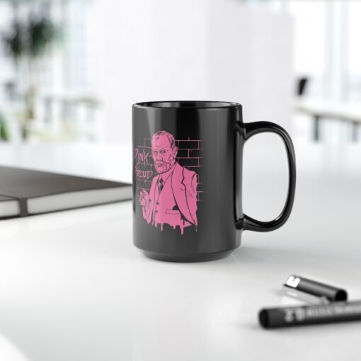 🧠🎸 Pink Freud Black Mug – Sip on That Subconscious - Image 13