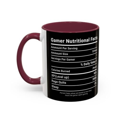 ☕🎮 Gamer Nutrition Facts Color Accent Mug – Fuel for Every Respawn - Image 32