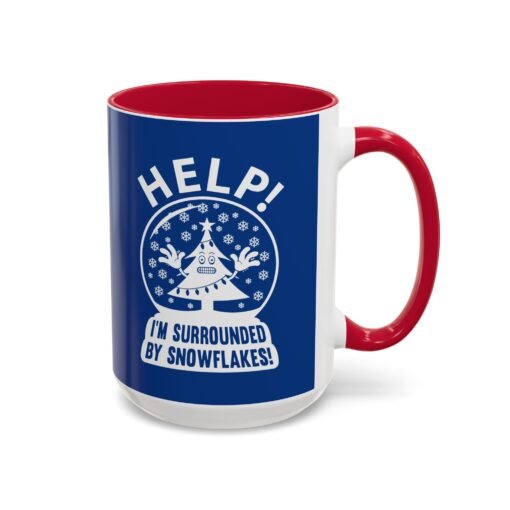 ☕❄️🎄 Help! I'm Surrounded By Snowflakes Color Accent Mug – Sip with Seasonal Sass - Image 54