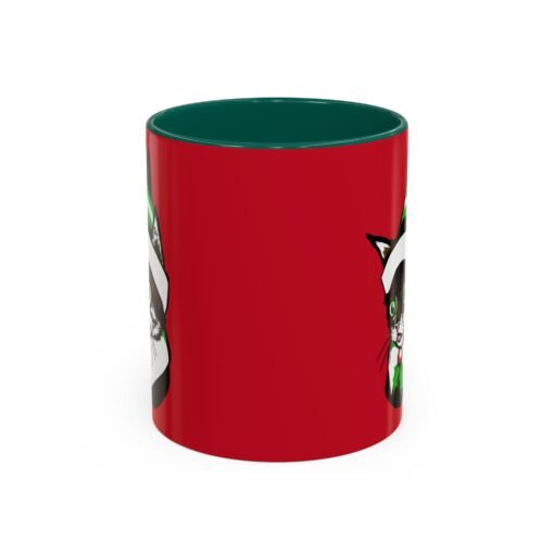 ☕🐱🎄 Elf Kitten Color Accent Mug – Sip with Holiday Whiskers & Cheer - Image 5