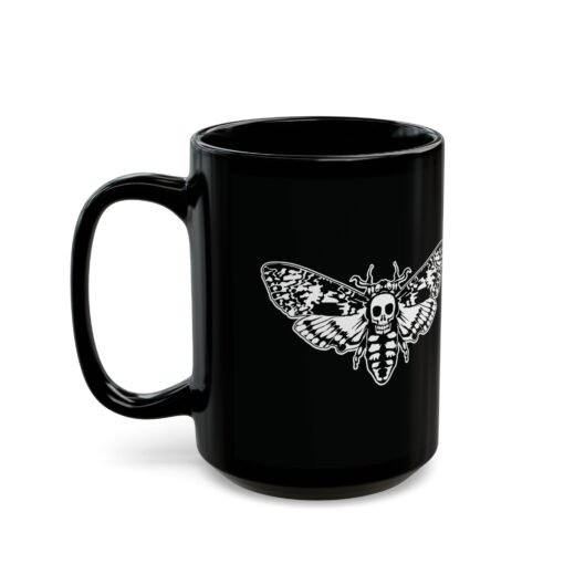 🦋 Death's Head Moth Black Mug – Dark Elegance with Every Sip - Image 11