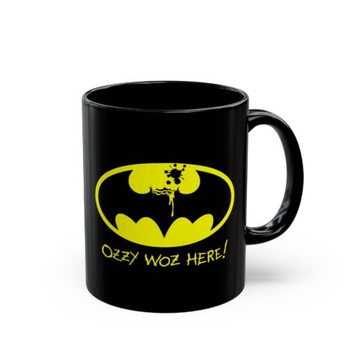 🦇☕ Ozzy Was Here Black Mug – A Sip of Chaos, Straight from the Bat Cave
