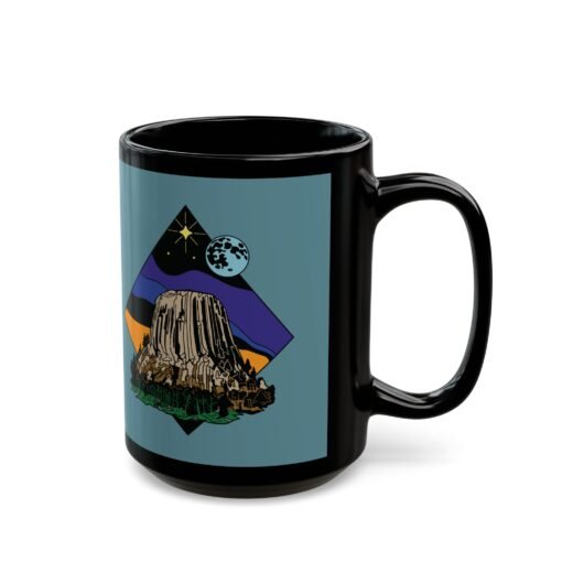 ☕🗻🌌 Devil’s Tower Black Mug – Sip from the Monument of Mystery - Image 7