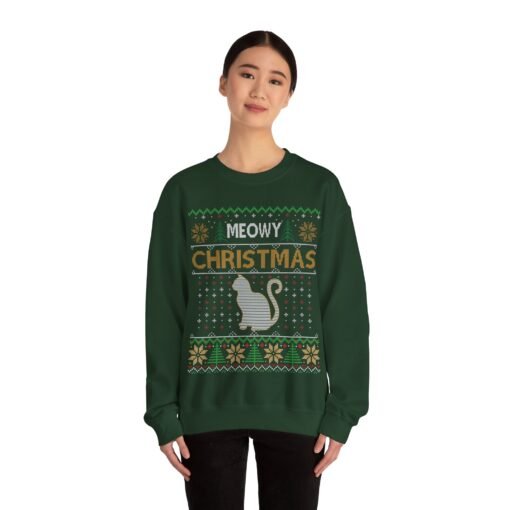 😺🎄 Meowy Christmas Unisex Sweatshirt – Pawsitively Purr-fect Ugly Sweater Style - Image 4