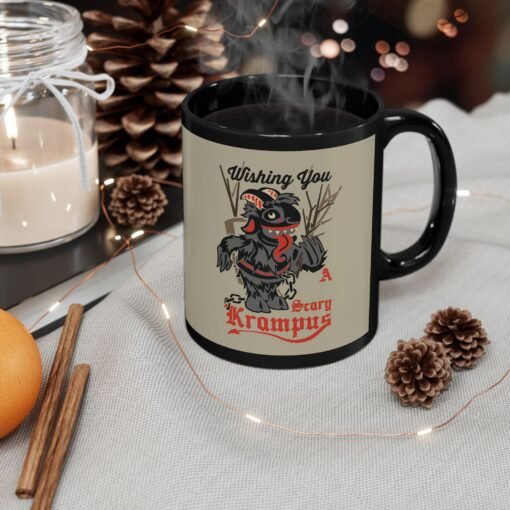 ☕ Wishing You a Scary Krampus Black Mug – Sip from the Naughty Side - Image 6