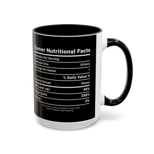 ☕🎮 Gamer Nutrition Facts Color Accent Mug – Fuel for Every Respawn - Image 50
