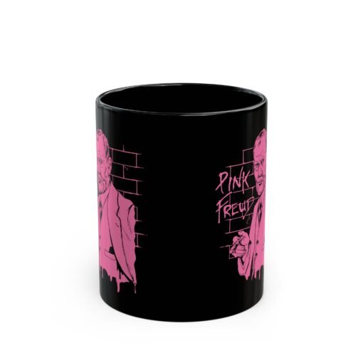 🧠🎸 Pink Freud Black Mug – Sip on That Subconscious - Image 3