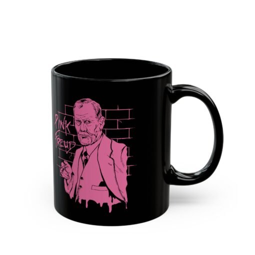 🧠🎸 Pink Freud Black Mug – Sip on That Subconscious - Image 4