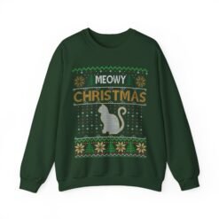 😺🎄 Meowy Christmas Unisex Sweatshirt – Pawsitively Purr-fect Ugly Sweater Style