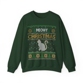 😺🎄 Meowy Christmas Unisex Sweatshirt – Pawsitively Purr-fect Ugly Sweater Style