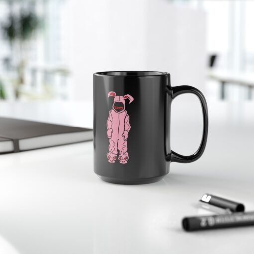 🎄🐰 Ralphie Bunny Suit Black Mug – Sip with Holiday Sass - Image 14