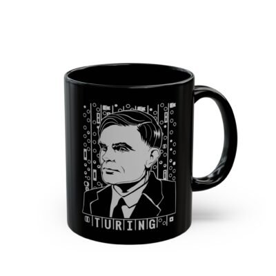 ☕💻🧠 Alan Turing Black Mug – Sip in Honor of a Genius