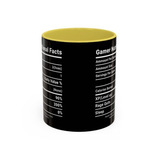 ☕🎮 Gamer Nutrition Facts Color Accent Mug – Fuel for Every Respawn - Image 45