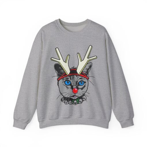 😺🦌 Rudolph Catmas Unisex Sweatshirt – Feline Festive, Reindeer Ready - Image 11