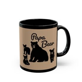 ☕🐻👨‍👧‍👦 Papa Bear Black Mug – Strong Brew for the Head of the Den