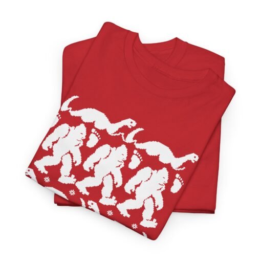 🦶🦕🎄 Bigfoot & Nessie Ugly Christmas T-Shirt – Believe in Holiday Legends - Image 2